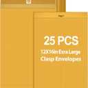 25 Pcs Manilla Envelopes 12 x 16 Inch Large Clasp Envelope Catalog Envelopes with Clasp Closure for Mailing Thick Documents Home, Business, Legal or School Storing Mailing (Golden)