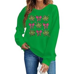 VILOVE Women St Patricks Day Sweatshirts Clover Sweater Irish Shamrock Pullover Long Sleeve Graphic Tops, XXL