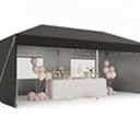 10x20 Pop Up Canopy Tent with 4 Sidewalls, Heavy Duty Outdoor Canopy UPF 50+ All Season Waterproof Commercial Street Vendors Party Tents with Roller Bag, 8 Stakes & 6 Sandbags, Black