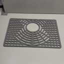 Silicone Sink Protector 19"x13" Rear Drain Hole, Heat Resistant Non-slip Dishwasher Suitable, Sink Mat for Bottom of Farmhouse Kitchen Stainless Steel Sinks(Grey)