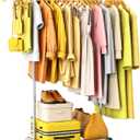 Clothes Rack for Hanging Clothes, Sturdy Stainless Steel Clothing Rack, Portable Garment Rack with Extendable Hanging Rod, Adjustable Rolling Coat Rack with AntiSlip Wheels for Home Conmercial Store