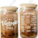 NewEleven 40th Birthday Gifts For Women, Her - 40th Birthday Decorations For Women - 40 Year Old Gifts For Her, Mom, Wife, Sister, Friends - 16 Oz Coffee Glass (Missing Straw)