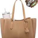 LOVEVOOK Laptop Tote Bag for Women 15.6 In Work Bags with Triple Compartments Large Faux Leather Computer Office Briefcase
