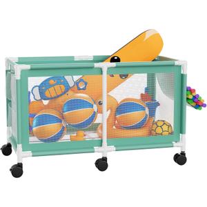280 Gallon 69" Pool Storage Bin XXL Extra Large Swimming Pool Float Storage Bin, Pool Noodles Holder, Toys, Floats, Balls and Floats Equipment Mesh Rolling Bin for Garden Lawn, 69" Lx32 Wx35 H (Mint Green)