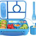 4 x Lunch Box Kids,Bento Box Adult,Lunch Containers for Adults/Kids/Toddler,5 Compartments Bento Lunch Box with Sauce Vontainers,Microwave & Dishwasher & Freezer Safe,BPA Free(Blue)