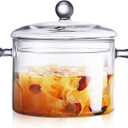 2 L/ 67 Fl Oz Clear Glass Pots for Cooking with Lids Saucepan with Cover Simmer Pot Milk Pot Heat-Resistant Glass Stovetop Pots And Pan with Lid, Soup, Milk, Baby Food (2.1 Quarts)