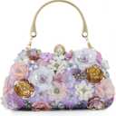 Fecialy Flower Clutch Purse Women 3D Floral Evening Handbags Chain Strap Shoulder Bag for Formal Party Bride Wedding