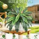 34" Fake Ferns, Set of 2 Artificial Ferns for Outdoors Large, Artificial Boston Ferns with 42 Fronds for Garden Porch Home Spring Decor