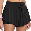 Womens 2.8" Swim Board Shorts High Waisted Slimming Quick Dry Stretch Swim Beach Trunks with Liner and 2 Pockets (3X-Large, Black)
