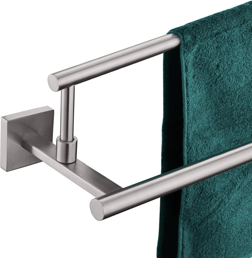 KOKOSIRI Hand Towel Holder Brushed Nickel Bathroom Rack 20-Inch Double Bath Towel Bars Rails for Garage Kitchen Stainless Steel B5009BR-L20