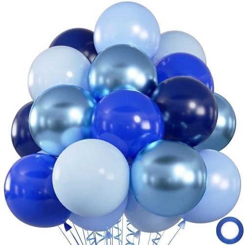 50pcs Blue Balloon Metallic Blue Balloons, 12 inch Chrome Royal Navy Macaron Pastel Blue Balloons for Birthday, Baby Shower, Wedding, Graduation Party Decorations