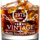 AOZITA 50th Birthday Gifts for Men Whiskey Glass with Delicate Package- 50th Birthday Decorations for Men, Party Supplies - 50th Bday Gifts Ideas for Him, Dad, Husband, Friends - 11oz Whiskey Glass