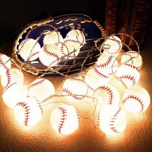Yayfazy Baseball Decor String Lights, Battery Operated 9.9ft 20LED 2 Mode with Sports Room Decor Lights for Boys Bedroom or Sports Theme Party, Christmas Gift for Son, Grandson, Baseball Lover
