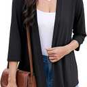 Yekaty 3/4 Sleeve Cardigan for Women Lightweight Thin Open Front Summer Soft Drape Cardigans, Large
