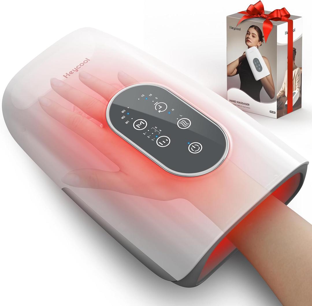 Upgrade Hand Massager for Arthritis and Carpal Tunnel Relief, Cordless Wrist Hand Massager with Heat and Compression, Gifts for Mom, Women, White