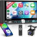 Wireless CarPlay/Android Auto Double Din Car Stereo, 6.8" HD IPS Touch Screen Radio, Bluetooth 5.2, Mirror Link, AM/FM Radio, Type-C Charging, Dual USB, SWC+Backup Camera