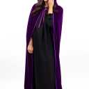 Purple Velvet Cape With Hood, Size M