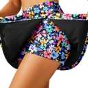 High Waisted Split Swim Skirt Built-in Shorts Tummy Control Swim Bottom (Pink, M)