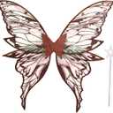 Fairy Wings for Adults Women 31.5"x29.5" Fairy Costume Set Large Butterfly Wings for Halloween Party (Brown)
