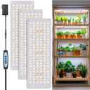 Grow Light, Full Spectrum Under Cabinet Plant Lights for Indoor Growing Seedling 3 Panels, Large Area Illumination 414 LEDs Lightweight Grow Lamp with UL Adaptor 16 Hour Timer