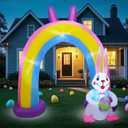 DR.DUDU 6 FT Easter Inflatables Outdoor Decorations, Inflatable Bunny Arch with Rainbow & Eggs Decor, Easter Blow Up Yard Decorations for Lawn, Garden, Spring Parties & Holidays