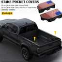 American Flag Stake Pocket Covers for 2019-2024 Chevy Silverado/GMC Sierra 1500, 2020-2024 GMC Sierra 2500/3500HD, Truck Bed Rail Caps Covers Rear Caps Bed Rail Holes Covers,(Blue/Red/Chrome, 2-Pack)