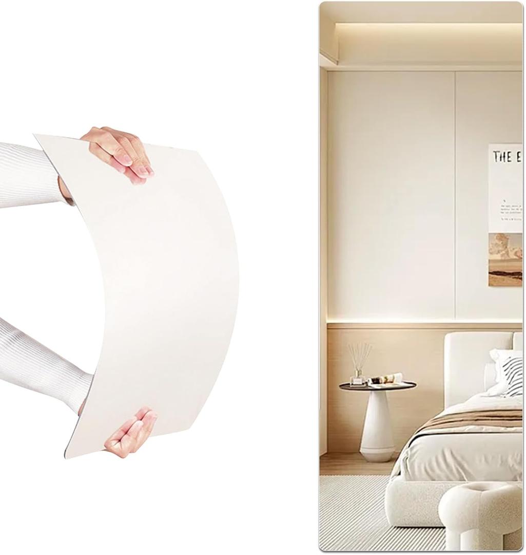 Acrylic Full Body Mirror - Self-Adhesive Shatterproof Wall Mirror, Ultra-Thin 0.06 Lightweight for Home Gym, Bedroom, Closet Door - Frameless Easy Install (1, Rectangle, 20" W x 57" L)