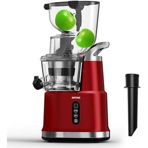 Cold Press Juicer Machine, SiFENE Slow Masticating Juicer, 83mm Wide Chute for Whole Fruits Vegetables, Easy to Clean, High Yield, Non BPA, Red