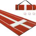 Softball Pitching Mat,10' x 3' Softball Pitching Mound with Pitching Rubber Plate,for Pitchers Indoor Outdoor Pitching Practice,3 Balls Included (Red)