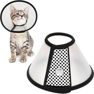 Depets Adjustable Recovery Pet Cone E-Collar for Cats Kittens Rabbits, Plastic Elizabeth Protective Collar Wound Healing Practical Neck Cover, Neck Girth 6.1 in, 2 pac