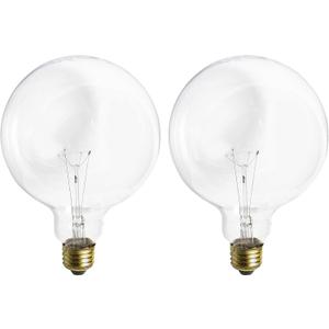 (2 Pack) G40 Incandescent Light Bulb 2700K Soft Light, Decorative Globe Light Bulbs,E26 Medium Base, Perfect use for Decor, Pendant, Bathroom/Vanity Mirror Makeup, Dimmable. Crystal-Clear 