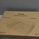 Stainless Steel Dish Drying Rack for Kitchen Counter, Sink Organization and Storage Essentials with Silverware & Utensil Holder, Home and Apartment Decor,  Silver, Standard - 12"W x 15.6"L