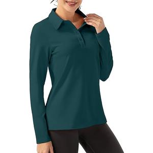 Women Long Sleeve Polo Shirt Golf Sport Top Athletic Sportswear Tennis Activewear, S, 03 Turquoise
