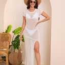 MAKABO Women's Summer Bathing Suit Beach Crochet Knit Cover Up Dress Bikini Swimsuit Coverups Vacation Outfits L