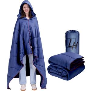 Outdoor Puffy Camping Blanket, Lightweight Down Alternative Puffy Waterproof Stadium Blanket with Portable Bag, Lightweight Camping Blanket for 2 People, Cold Weather, Sports, Travel, Car, 79*54 inch