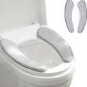 Thick and Warm Toilet Seat Cushion Cover - with Sticky Toilet Seat Cushion - Washable and Reusable Mat for Winter - Double Flap Separation, TPR Back Adhesive, Soft and Protective (Grey) (Gray)