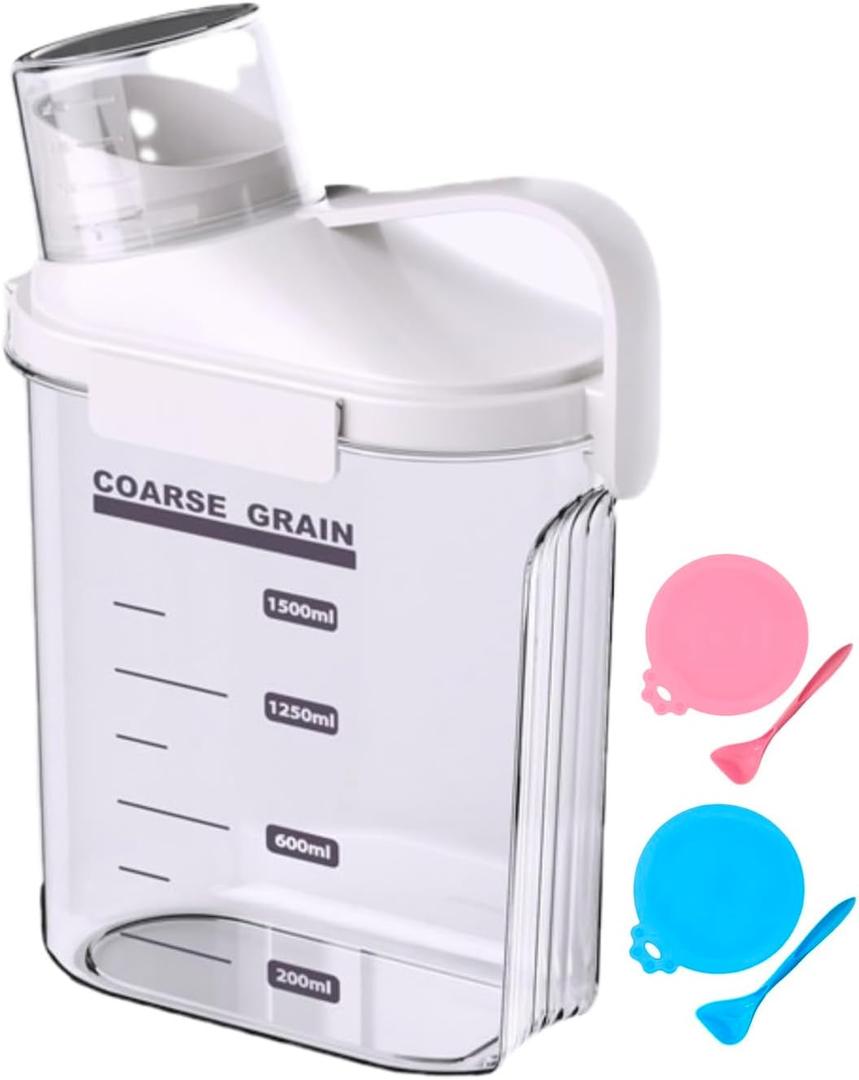 Pet Food Storage Container Set, Dog Food Container, Airtight Dispenser with Measuring Cup, 2 Scoops, 2 Can Lids (Mid)