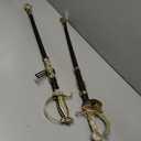 2pcs Toy Sword,27" Fencing Sword Toys,Plastic Musketeer Sword and Sheath for Kids Role-Play Props,Halloween Cosplay (Gold Style 1)