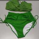 BMJL Tummy Control Swimsuits for Women High Waisted Bikini Push Up 2 Piece Sets Full Coverage Womens Bikini with Adjustable Top Cross Front (L,Army Green)