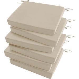 Outdoor Chair Cushions Set of 6: Waterproof & Fade Resistant Deep Seat Cushion for Patio Furniture - 24 x 24 x 3 Inch Chair Pads with Ties and Hidden Zipper - Patio Chair Cushion Replacement, Beige