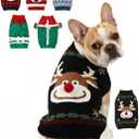 Dog Christmas Sweater, Soft Warm Pet Clothes Coat for Small Medium Large Dogs and Cats Boy Girl, Fall Cozy Holiday Turtleneck Knitting Collar Pullover Pup Outfit Costume for Thanksgiving New Year (Black Deer)