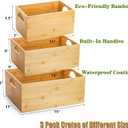 DEAYOU 3 Pack Bamboo Storage Bin, Bamboo Storage Box Crate, Natural Nesting Organizer, Stackable Cubby Basket Container Holder with Handle for Display, Book, Toy, Snack, Decor, Modular Open, 3 Sizes