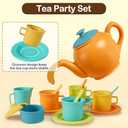 Buyger Kids Kitchen Accessories and Tea Set for Toddlers 3-5, Play Kitchen Toy Dish Plates Utensils Dinnerware Set Pretend Role Play Gifts for Ages 3 4 5 Years Olds Children Boys Girls
