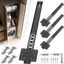 Pocket Door Hardware Slides, Heavy Duty Pocket Sliding Door Hardware Kit with Pivot Hinge for Cabinet & Wardrobe, Silent Retractable System for Inset Doors(22in,Set 2)