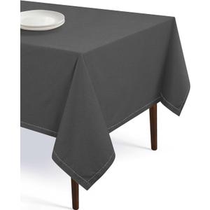 Tablecloth 52"x70" Farmhouse Table Cover 100% Cotton Decorative Washable Rectangle Table Cloths for Gifts, Kitchen, Dining, BBQ, Buffet & Camping - Grey