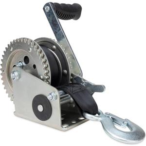 Camco 2000lb Boat Trailer Winch - Manual Hand Crank Boat Winch Features 20-Foot Strap & 2-Way Ratchet - 2,000lb Weight Capacity - Boat Trailer Accessories (50000)