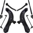 TRQ Front Steering & Suspension Kit Control Arm with Ball Joint Sway Bar Stabilizer Link Tie Rod Compatible with 2015-2018 Chevrolet City Express 2013-2019 Nissan NV200 Sentra