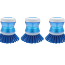 Dish Brush with Soap Dispenser for Dishes Pot Pan Kitchen Sink Scrubbing, Blue 3pcs