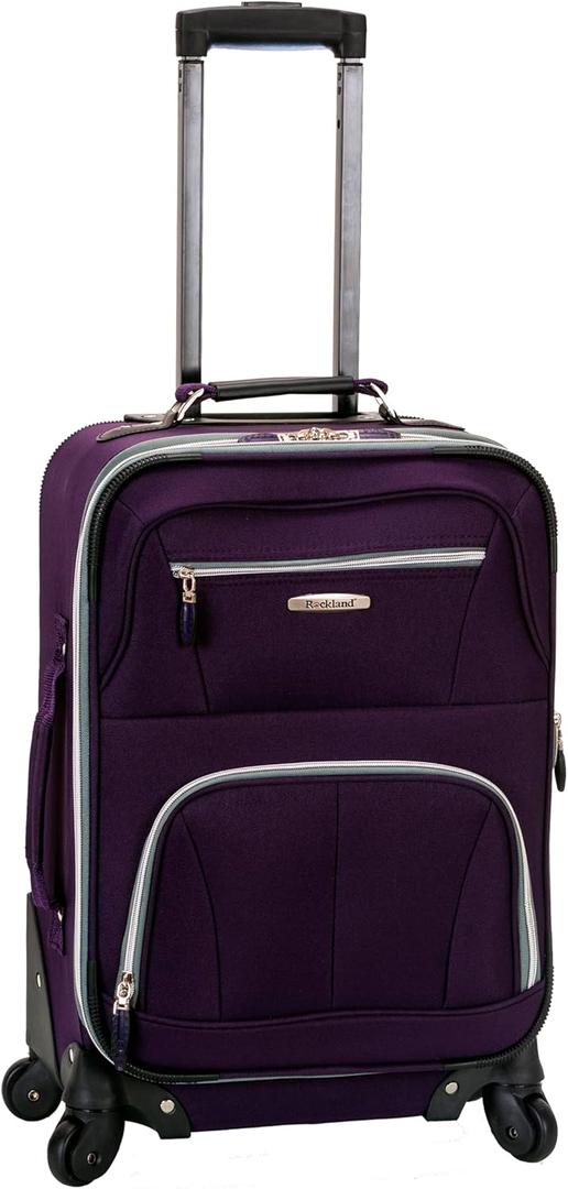 Rockland Pasadena Expandable Spinner Carry-on 19", Purple