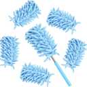 Microfiber Duster for Cleaning,6 Pcs Hand Washable Dusters with 11" to 29.5" Reachable Pole,Small Dusters for Cleaning Office Car Computer Furniture Sofa Ceiling Fan (Blue)